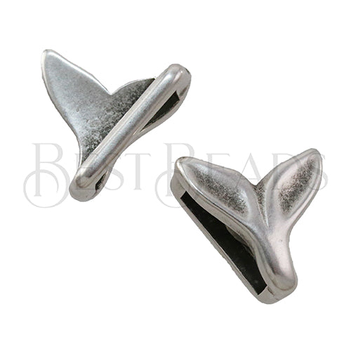 10mm flat WHALE TAIL slider ANT SILVER - 10pcs