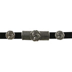 Flat leather RIVET BUTTON w/ NATIVE AMERICAN set ANT SILVER - 10 sets
