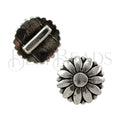 10mm flat VENETIAN DAISY slider ANT SILVER - 5 pcs