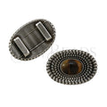 10mm flat VENETIAN CARTOUCHE slider ANT SILVER w/ TIGERS EYE - 2 pcs