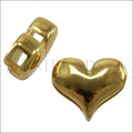10mm flat PLAIN HEART slider GOLD - 10 pcs