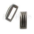 10mm flat 3-STRIPE slider ANT SILVER - 10 pcs