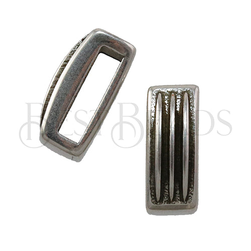 10mm flat 3-STRIPE slider ANT SILVER - 10 pcs