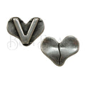 10mm flat BROKEN HEART slider ANT SILVER - 10 pcs