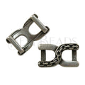 10mm flat HORSESHOE w/ CHAIN slider ANT SILVER - 5 pcs