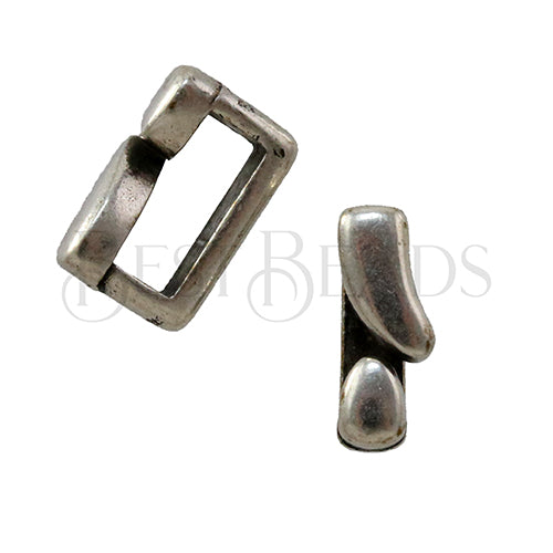 6mm flat BRAVARO BAR slider ANT SILVER - 10 pcs