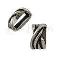 10mm flat DOMED CROSSED KNOT slider ANT SILVER - 10 pcs