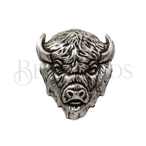 10mm flat BUFFALO HEAD slider ANT SILVER - 5 pcs