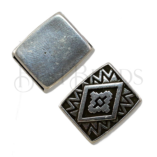 10mm flat VENETIAN NAVAJO slider ANT SILVER - 5 pcs