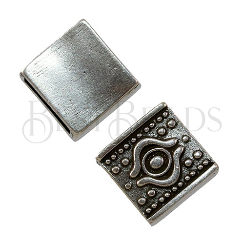 10mm flat VENETIAN EYE slider ANT SILVER - 5 pcs
