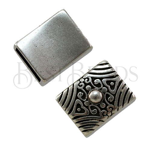 10mm flat VENETIAN SCROLL slider ANT SILVER - 5 pcs