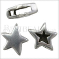 10mm flat REVERSIBLE STAR slider ANT SILVER - 10 pcs