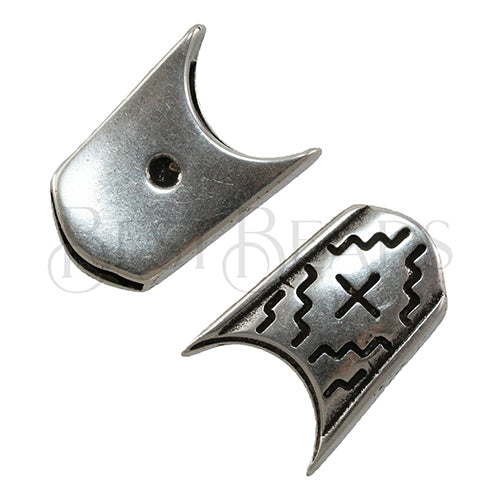 10mm flat SOUTHWESTERN PUZZLE slider ANT SILVER - 10 pcs