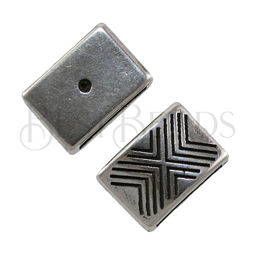 10mm flat TRIBAL ARROW slider ANT SILVER - 10 pcs