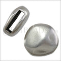 10mm flat PEBBLE slider ANT SILVER - 10 pcs