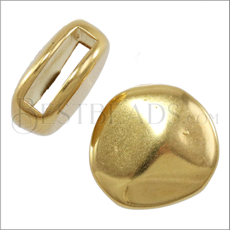10mm flat PEBBLE slider GOLD - 10 pcs