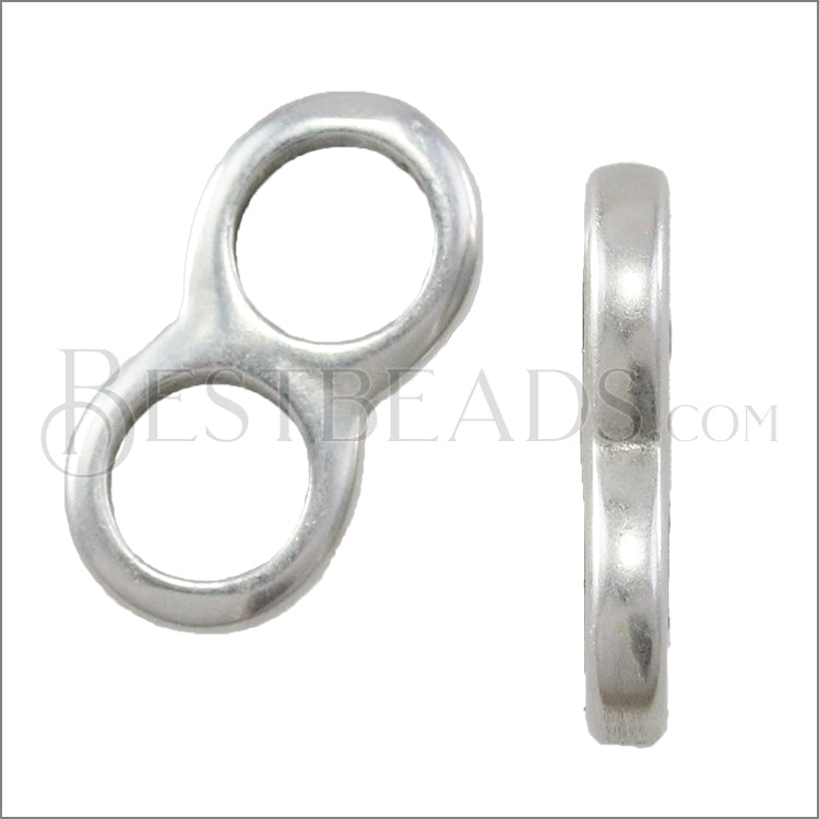 5mm round THIN DOUBLE slider ANT SILVER - 10 pcs