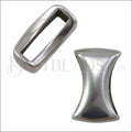 10mm flat SMOOTH BOW TIE slider ANT SILVER - 10 pcs