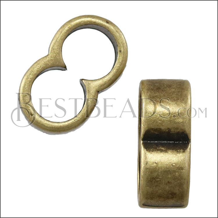 5mm round DOUBLE slider ANT BRASS - 10 pcs