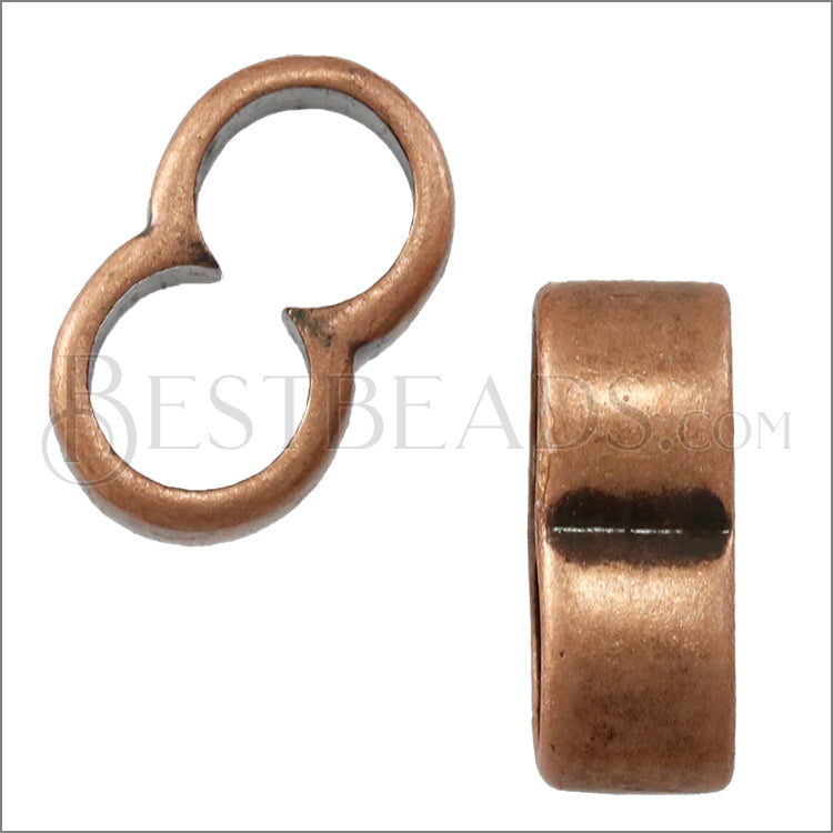 5mm round DOUBLE slider ANT COPPER - 10 pcs