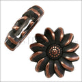 10mm flat SUNFLOWER slider ANT COPPER - 10 pcs