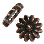 10mm flat SUNFLOWER slider ANT COPPER - 10 pcs