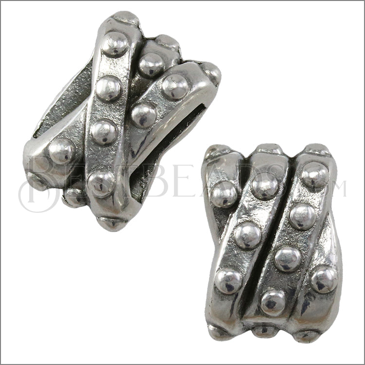 10mm flat BUMPY WRAP slider ANT SILVER - 10 pcs