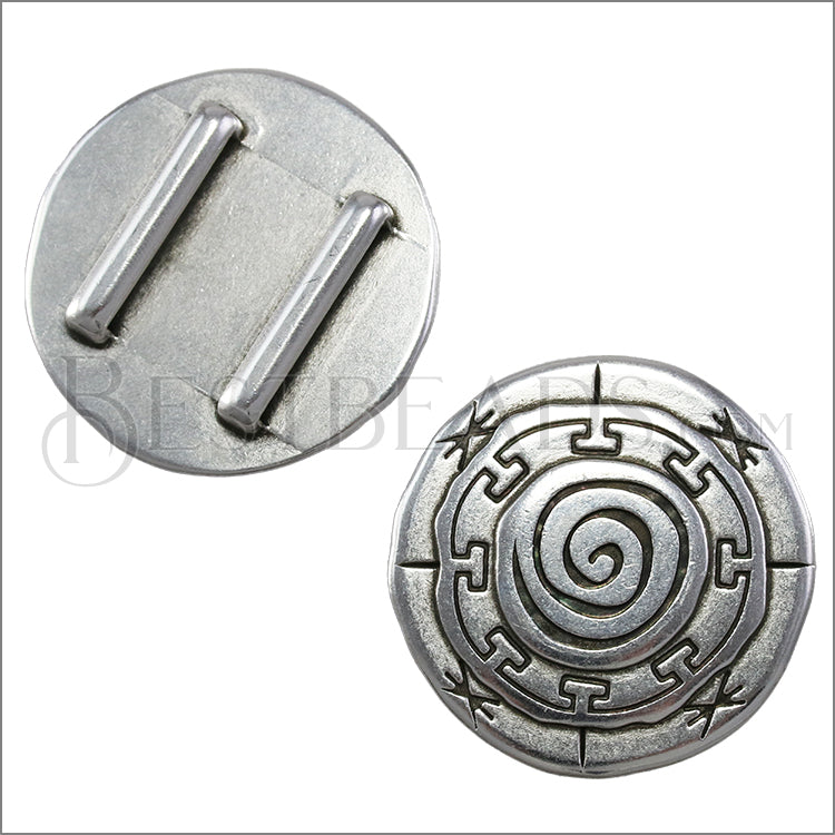 20mm flat MANDALA slider ANT SILVER - 5 pcs