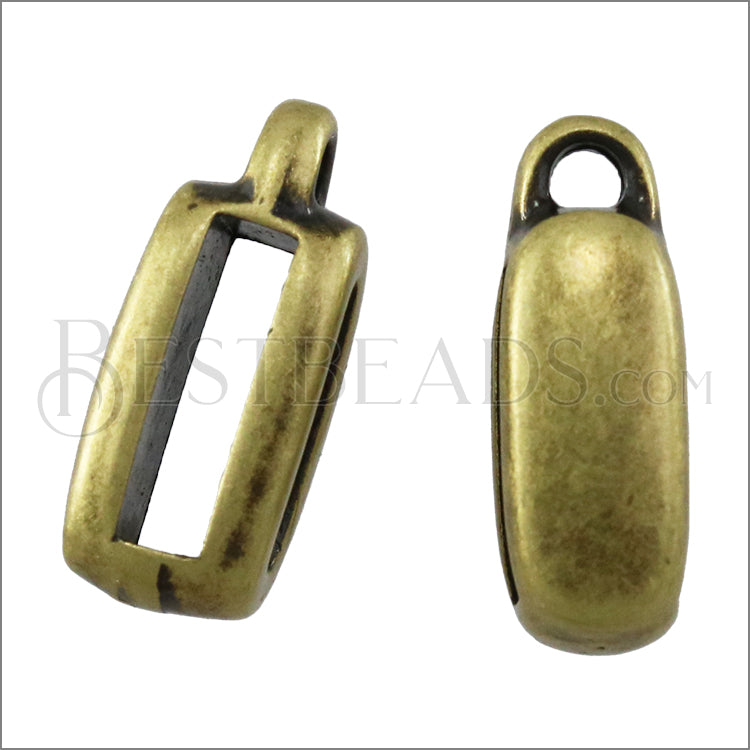 10mm flat CHARM HOLDER slider ANT BRASS - 10 pcs