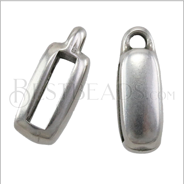 10mm flat CHARM HOLDER slider ANT SILVER - 10 pcs