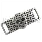 10mm flat MESH SKULL bracelet bar ANT SILVER - 10 pcs