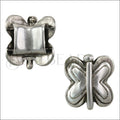 10mm flat BUTTERFLY ring ANT SILVER - 10 pcs