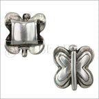 10mm flat BUTTERFLY ring ANT SILVER - 10 pcs