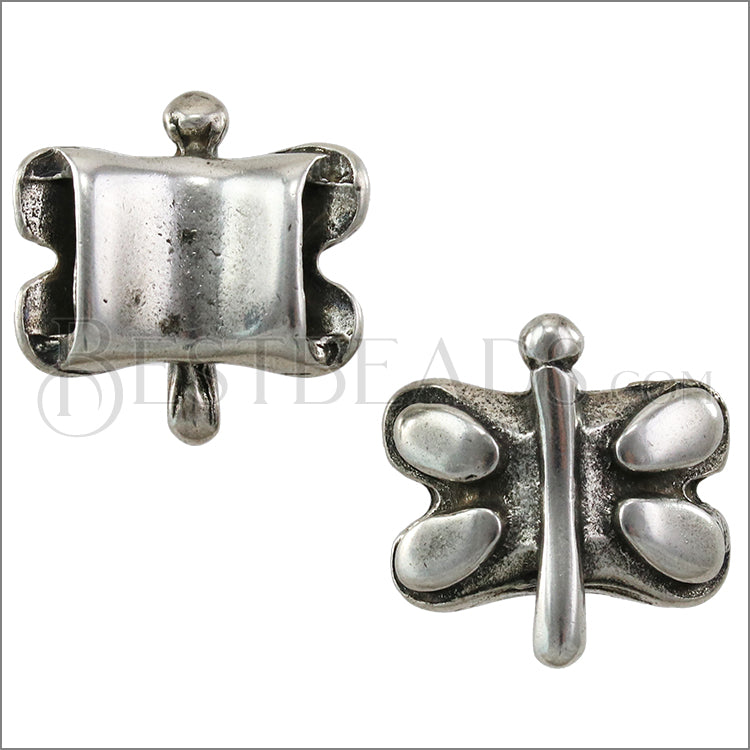 10mm flat DRAGONFLY ring ANT SILVER - 10 pcs
