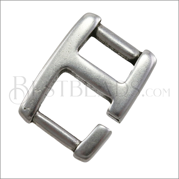 10mm flat BAR HOOK connector clasp ANT SILVER - 10 pcs
