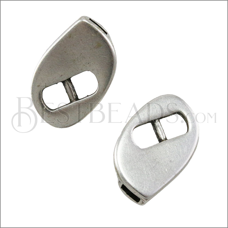 3mm flat TEARDROP SLIDE connector ANT SILVER - 10 pcs