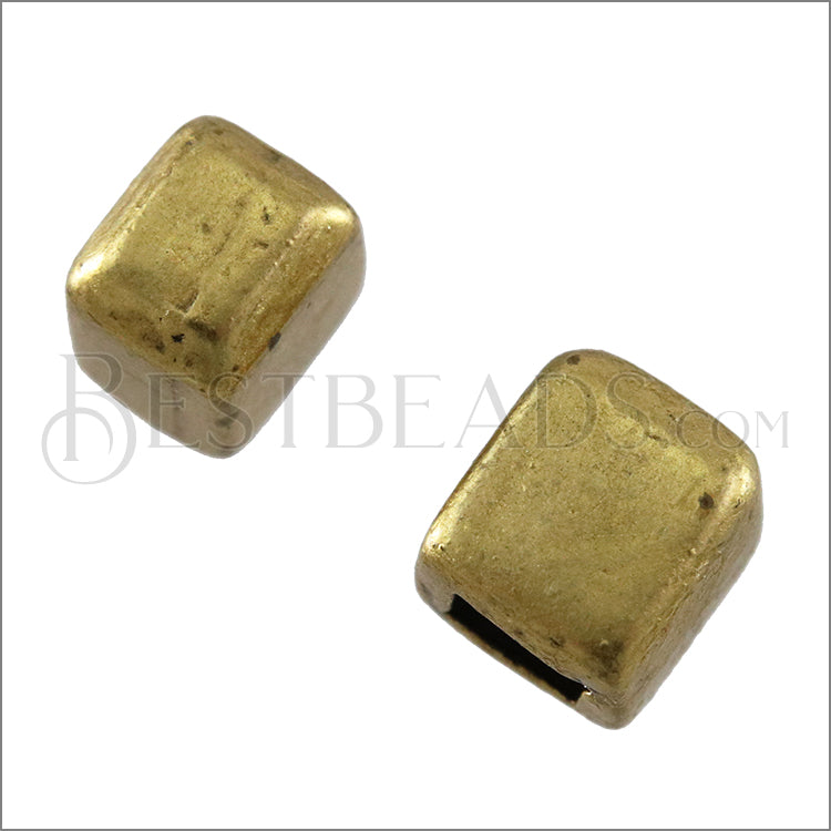 3mm flat SQUARE end cap ANT BRASS - 10 pcs