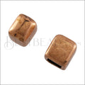 3mm flat SQUARE end cap ANT COPPER - 10 pcs