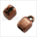 3mm flat SQUARE LOOP end cap ANT COPPER - 10 pcs