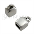 3mm flat SQUARE LOOP end cap ANT SILVER - 10 pcs