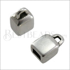 3mm flat SQUARE LOOP end cap ANT SILVER - 10 pcs