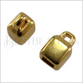 3mm flat SQUARE LOOP end cap SHINY GOLD - 10 pcs