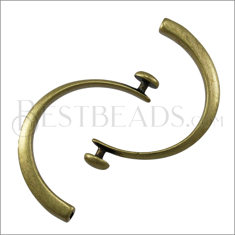 3mm flat CUFF DISC clasp ANT BRASS - 5 clasps