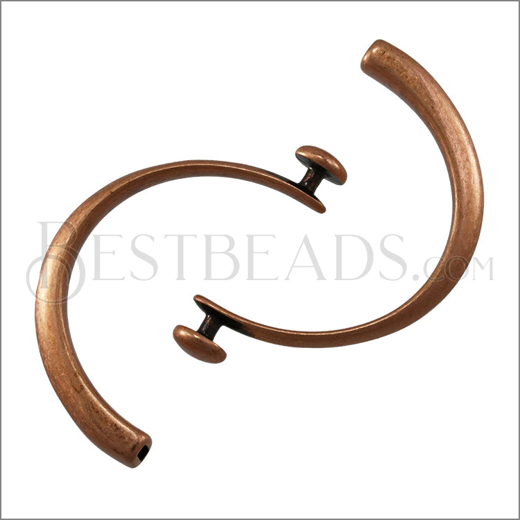 3mm flat CUFF DISC clasp ANT COPPER - 5 clasps