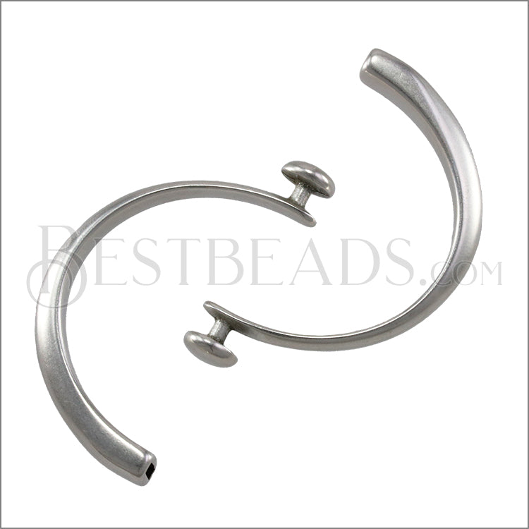 3mm flat CUFF DISC clasp ANT SILVER - 5 clasps