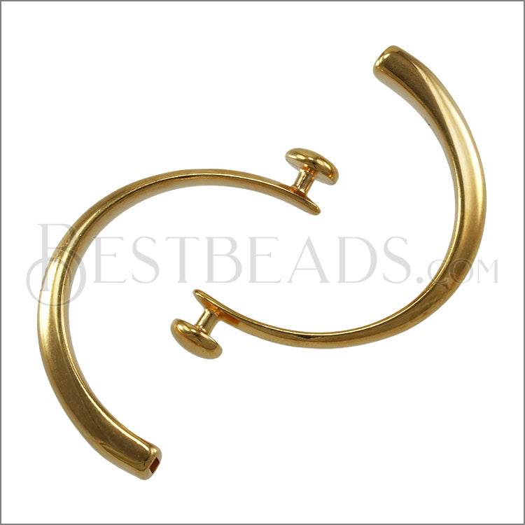 3mm flat CUFF DISC clasp SHINY GOLD - 5 clasps