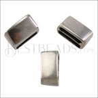 10mm flat LOOP BAR END connector ANT SILVER - 10 clasps