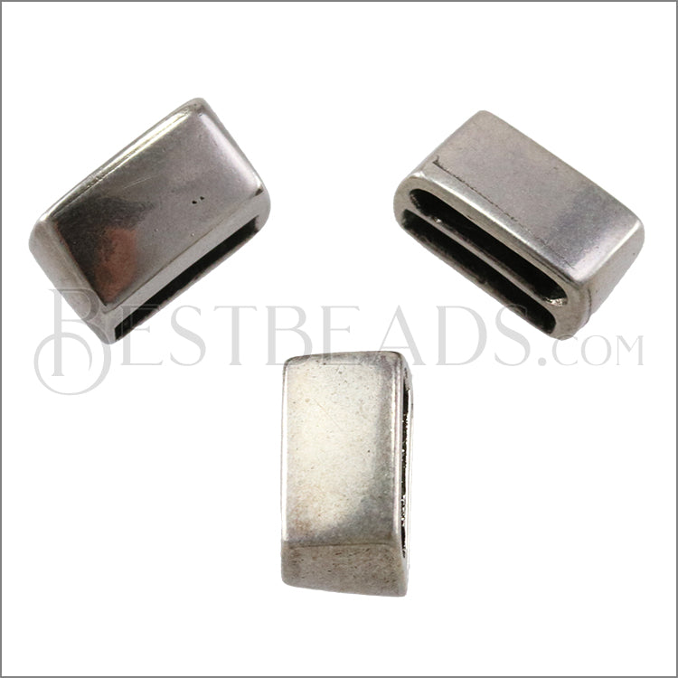 10mm flat LOOP BAR END connector ANT SILVER - 10 clasps