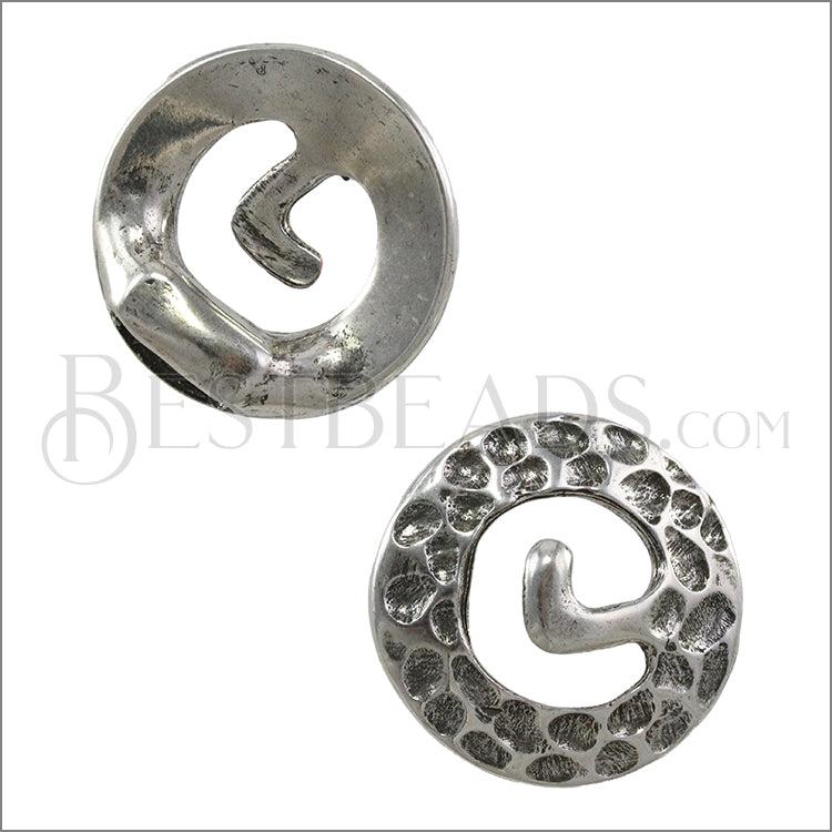 2mm round ROUND RUSTIC connector clasp ANT SILVER - 10 pcs