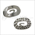 2mm round OVAL RUSTIC connector clasp ANT SILVER - 5 pcs